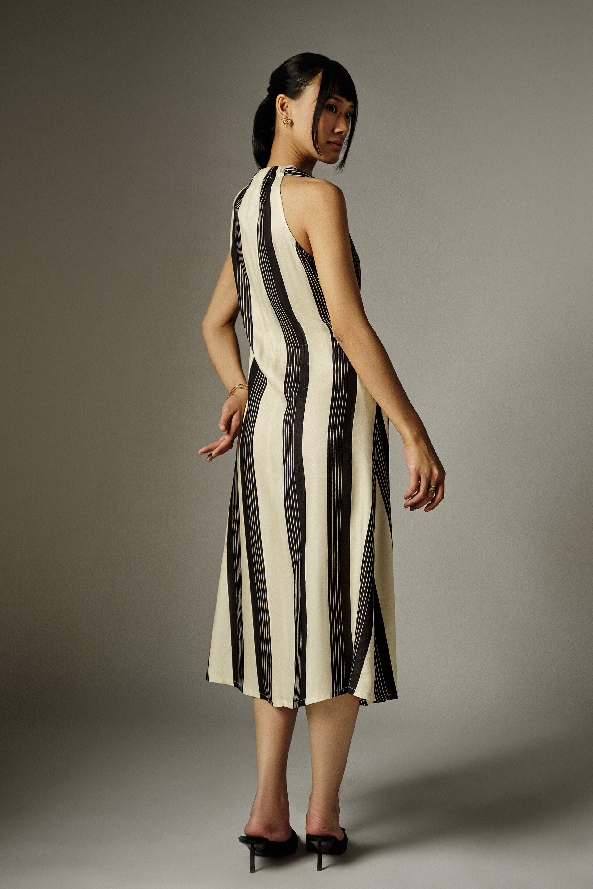 Sandra Striped Midi Dress, Black, image 5